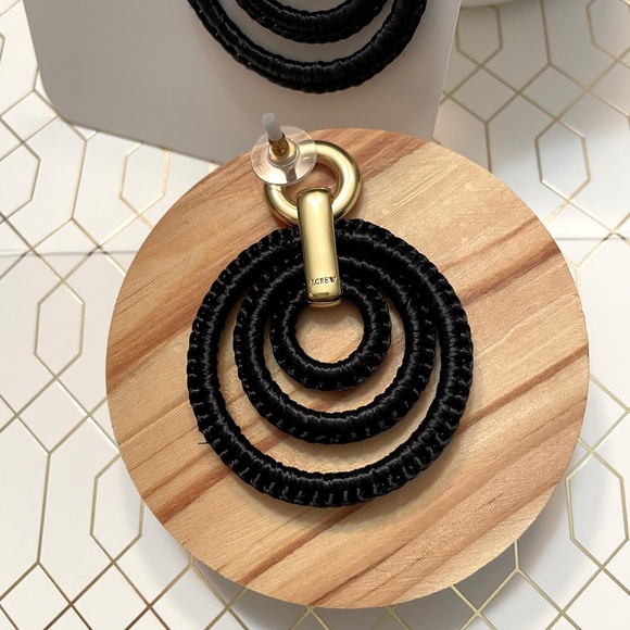 JCREW Layered Raffia Hoop Earrings NWT Black - Picture 12 of 12